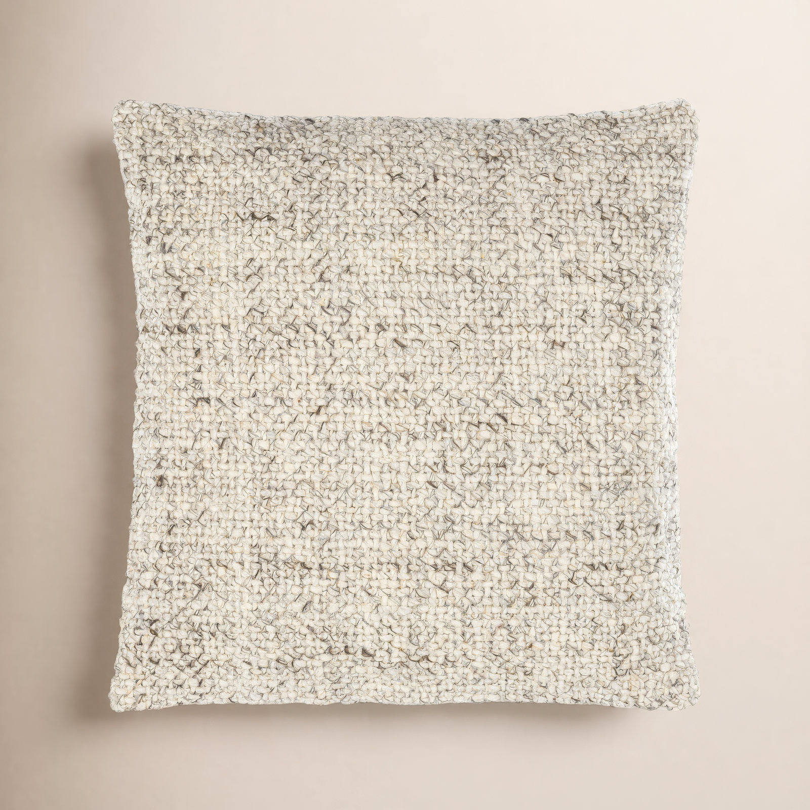 Square Wool Throw Pillow, 22"H x 22"W, Polyester/Polyfill, Antique White