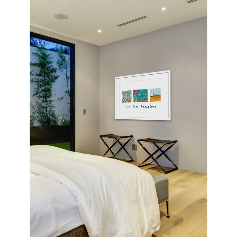 Live Free Hamptons Abstract Blue Canvas Print with White Frame