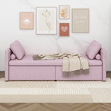 Modern Upholstered Chaise Lounger Daybed - A Small Single Size With 2 Built-In Drawers