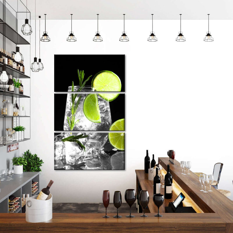 Ensemble de 3 pièces cocktail froid sur toile, H 32 po x l 20 po x P 1,25 po
