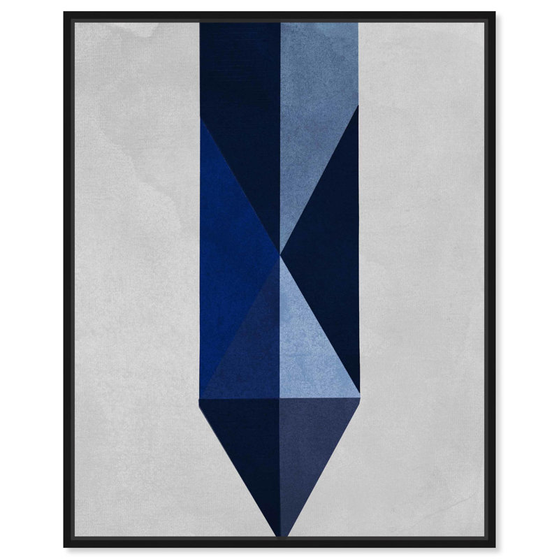 «Blue Crayon Canvas Modern Midcentury» par Art Remedy, H 21 po x l 17 po, Cadre flottant noir