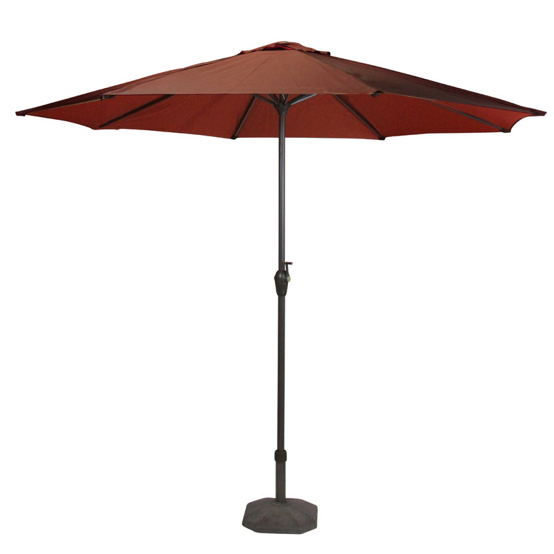 Parasol de marché pour terrasse 8 pi avec manivelle et inclinaison - brun et rouge rouille