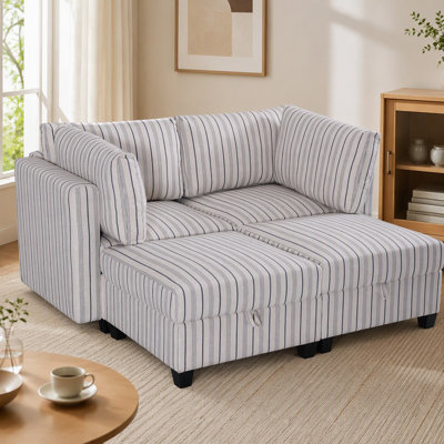 Modular Sectional Sofa, Convertible Sofa Seat With Storage, Sleeper Sectional Sofa Set, Fabric Flexible Modular Combinations for Living Room(4seats)