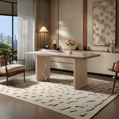 Beige sintered stone dining table