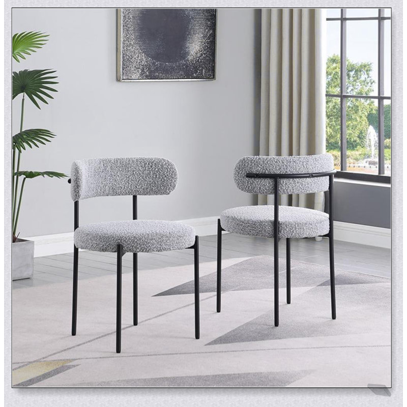 Ensemble de 2 chaises de salle à manger rembourrées en tissu Contemporary avec structure en métal durable pour un confort et un style modernes