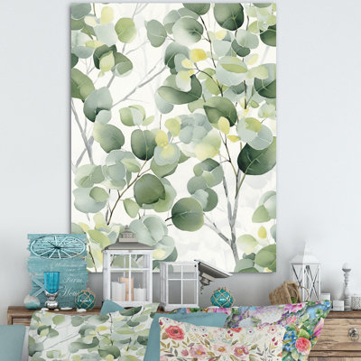 «White Green Minimalisme Eucalyptus Essence IV» sur toile