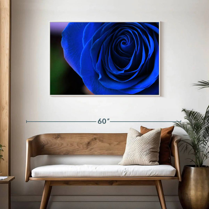 Bleu rose arbuste, Cadre flottant blanc, 43 po x 29 po