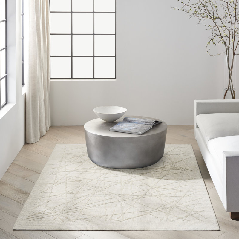 Calvin Klein CK044 Wander 5'3" x 7'3" Ivory Grey Modern Indoor Rug, Rectangle 5'3" x 7'3", Gray