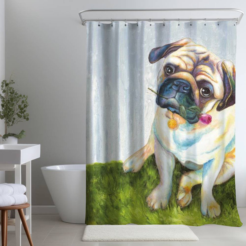 Shower Curtain AN75 – Polyester Shower Curtain, Dye Sublimation Print, 71" W × 74" L