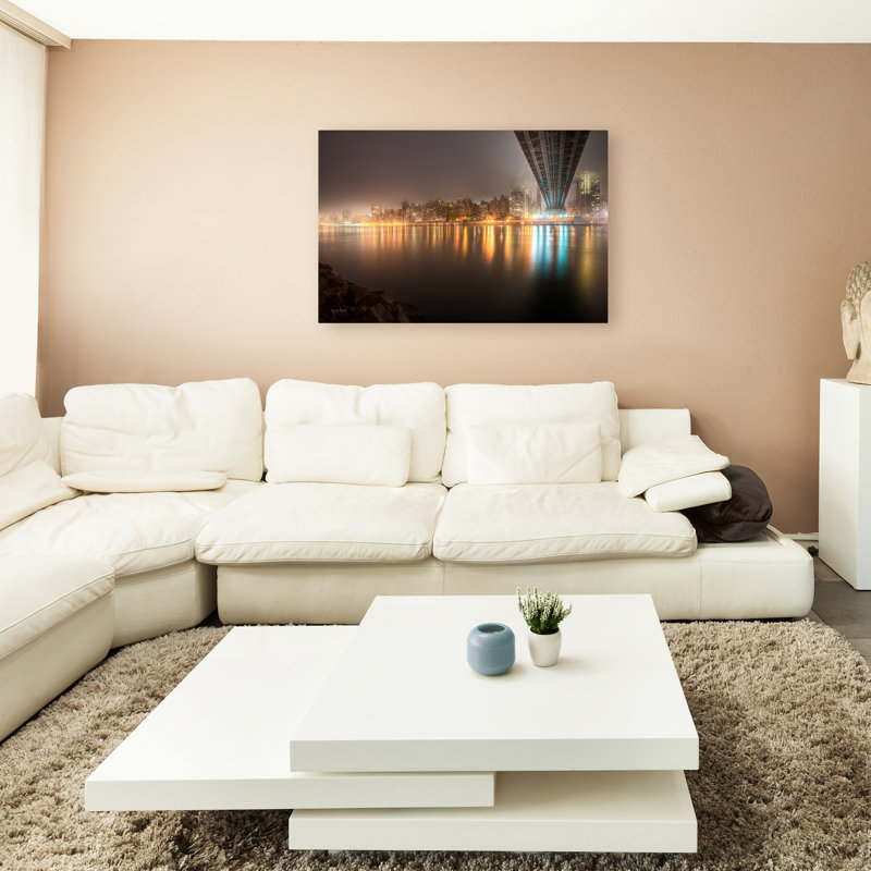 "Fog Under the Queensborough Bridge - Midtown" by David Ayash Photographic Print on Wrapped Canvas, 12" H x 19" W x 2" D