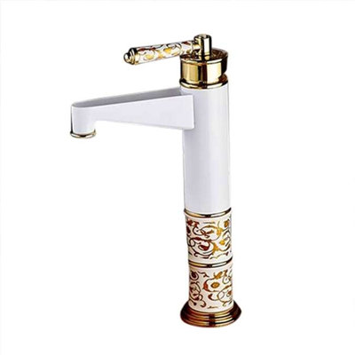 Malta Beautiful White Paint Deck Mount Bathroom Sink Faucet