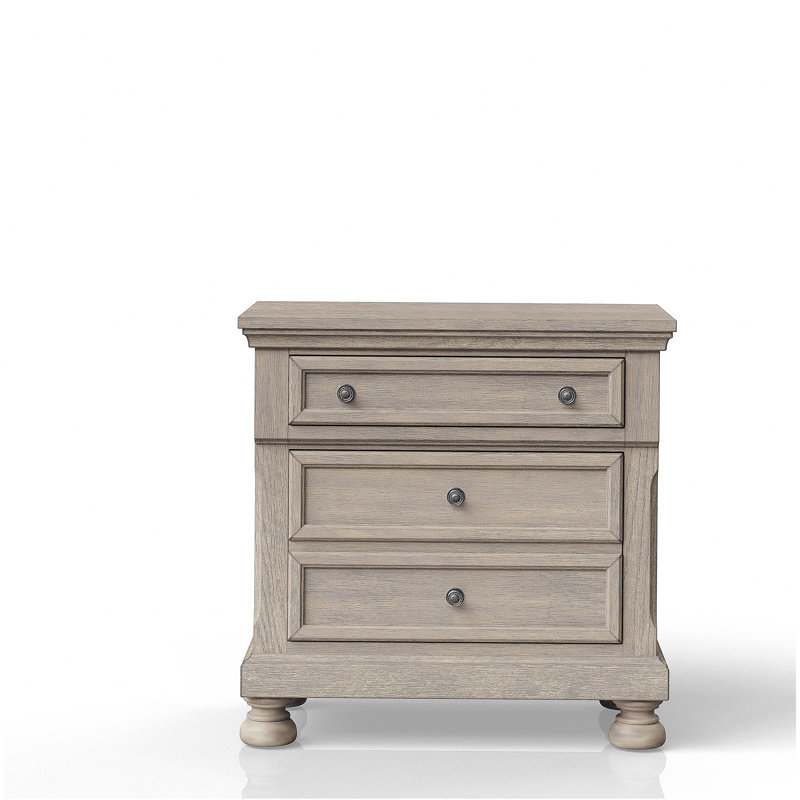 Table de chevet deux tiroirs gris antique