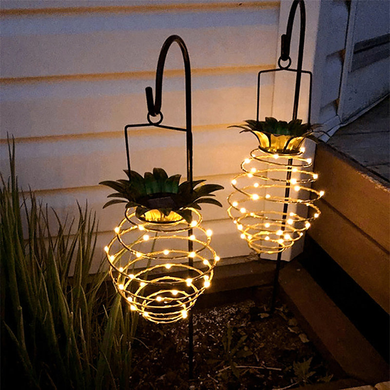 Ensemble de 2 guirlandes solaires ananas, lumières décoratives extérieures imperméables pour patio, jardin et sentier