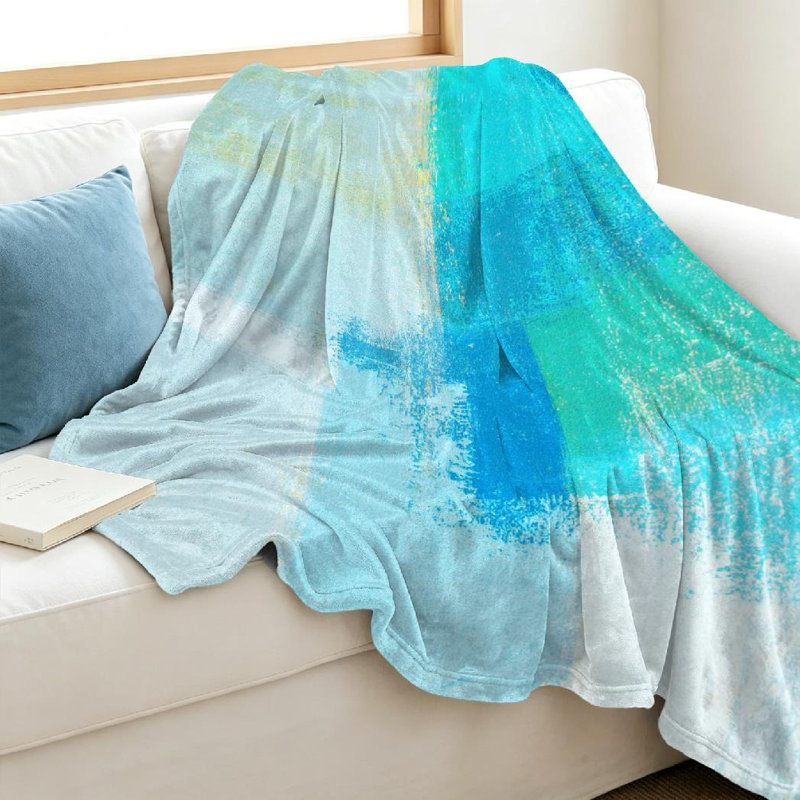 Jeté transparent en flanelle de polaire ultra douce, imprimé abstrait beige beige, Throw 40" x 50"