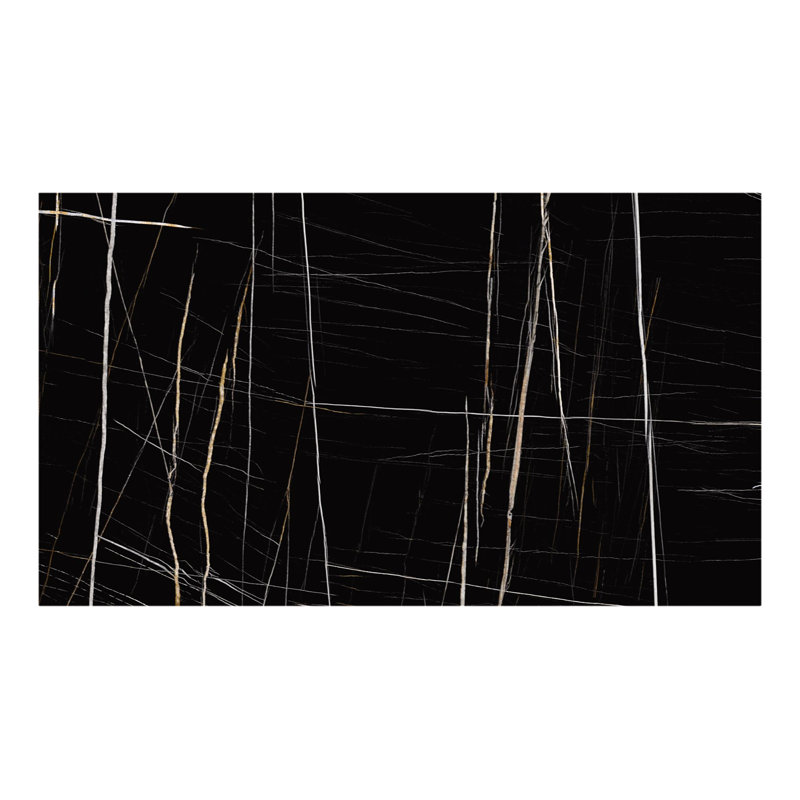 Lisse Dining - Sintered Stone Top Table, Natural Cherry, Sahara Noir, 29.5"H x 85"L x 49"W