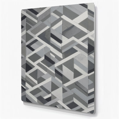 Abstrait formes 64, art mural gris en métal