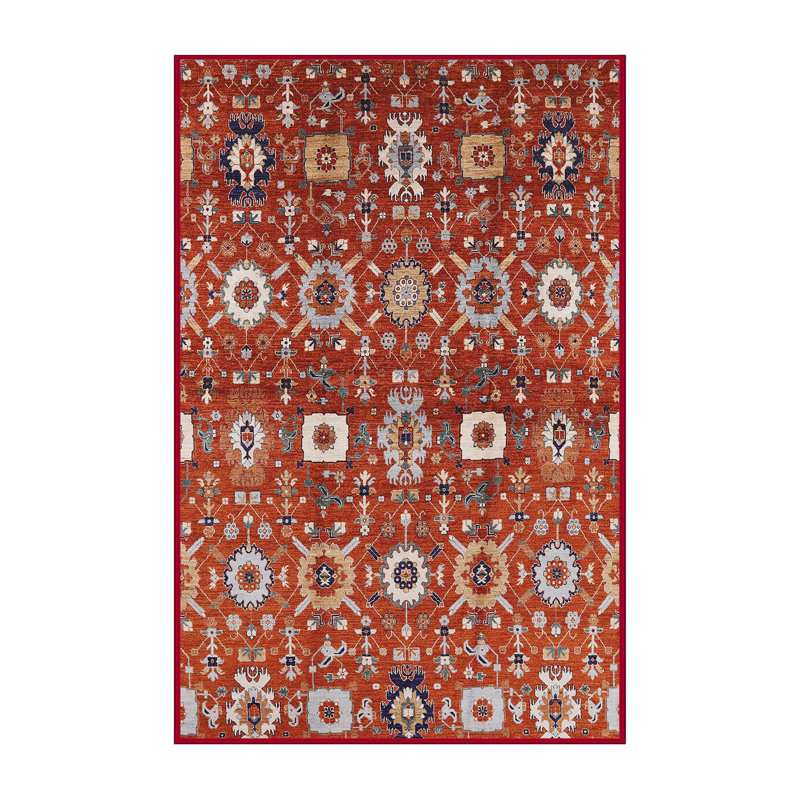 Tapis orange à motif floral Holderness, Rectangle 8 pi x 10 pi
