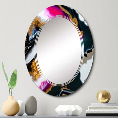Miroir mural moderne noir et or fuchia