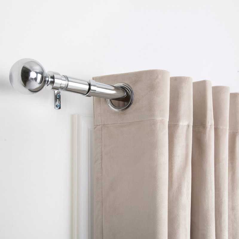 Nuha Iron Adjustable 210cm to 120cm 2.8cm Single Curtain Pole, Chrome, 120cm - 210cm
