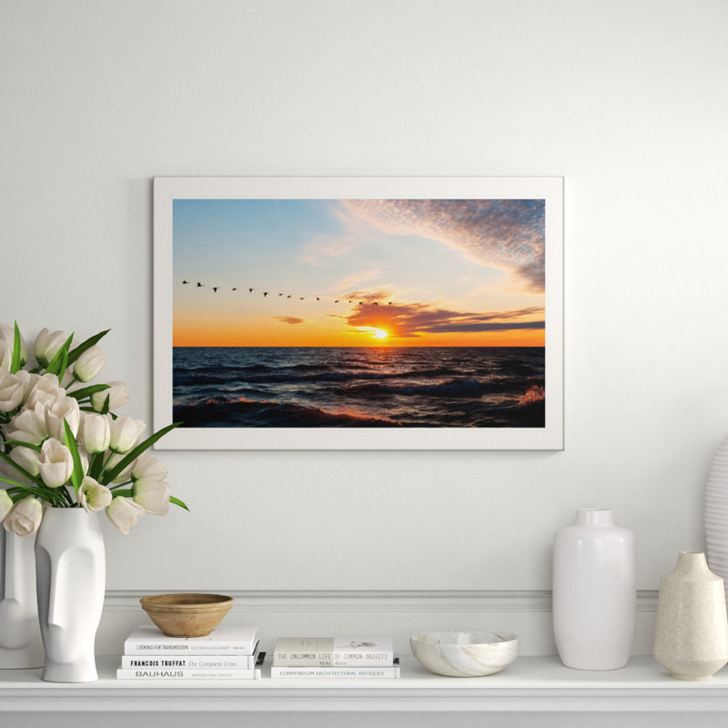 Sunrise With Geese Print by Ted Glasoe