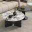 Table basse en marbre clair et moderne-106920625