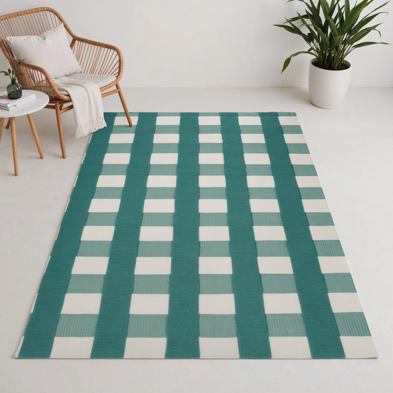 Tapis d'intérieur et d'extérieur à carreaux bleu, Rectangle 5 pi x 7 pi