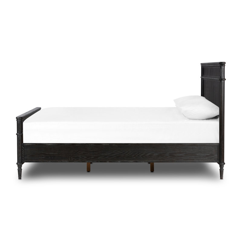 Toulouse Solid Wood Bed, Queen, Distressed Black
