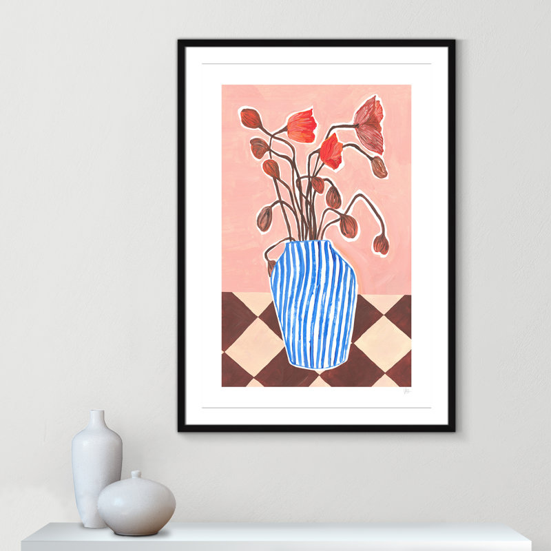 Poppies Print par Violets Print House, L 29,5 po x H 41,5 po, Imprimé mat, Noir satiné