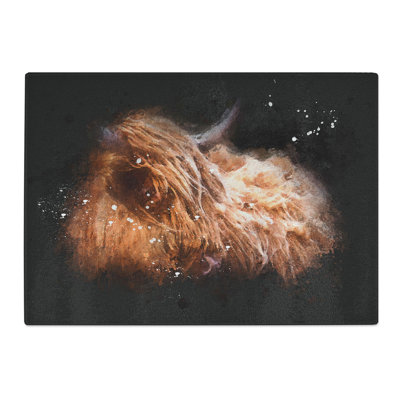 Tempered Glass Highland Cow in the Shadows Chopping Board