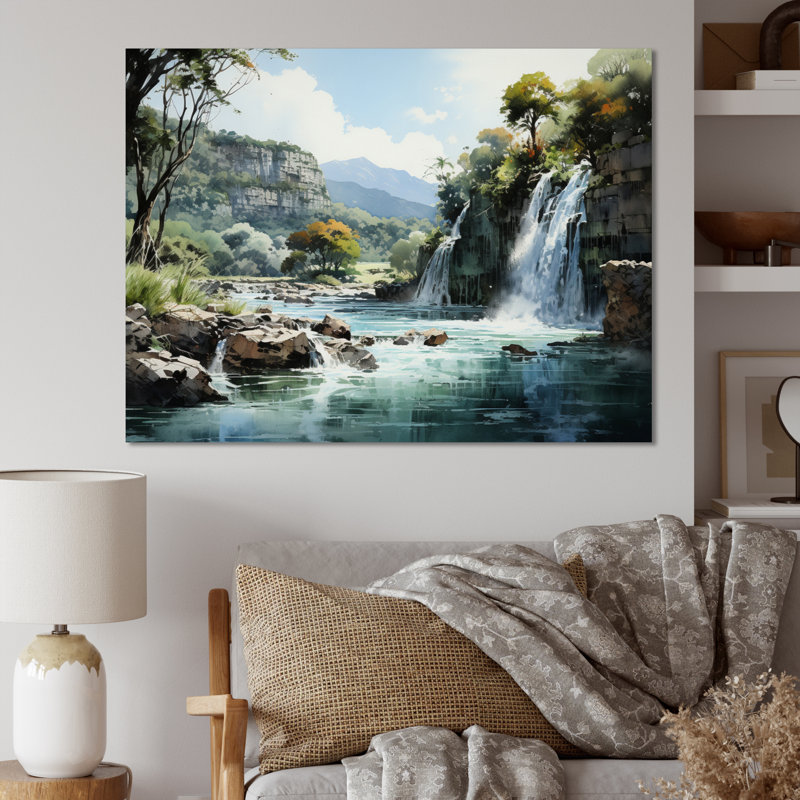 Cascade du Vietnam - Cascade d'argent I - reproduction sur toile, H 16 po x l 32 po x P 1 po, Toile tendue