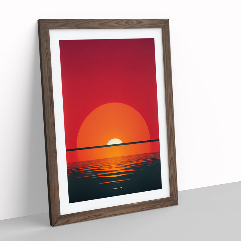 Awesome Abstract Ocean Sunset - Single Picture Frame Print, 34cm H x 25cm W x 2cm D, Walnut Framed