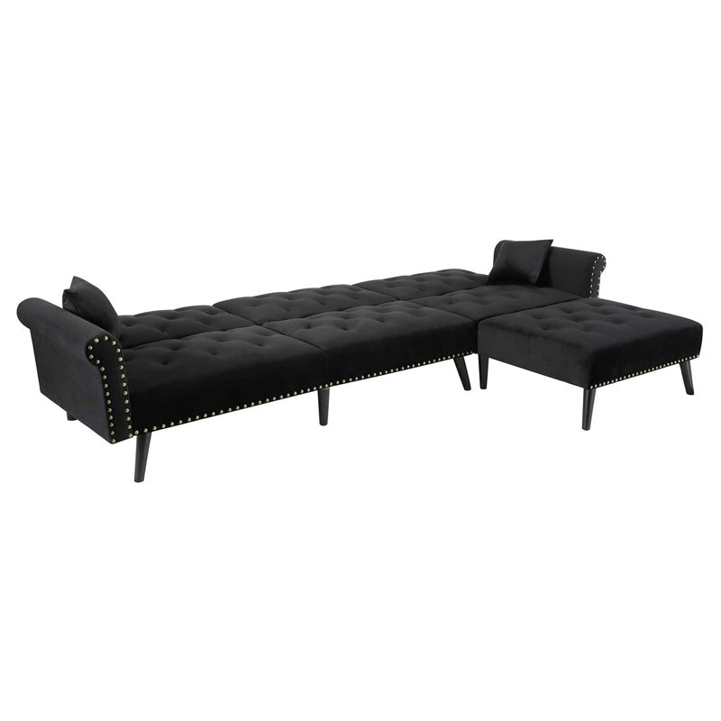 Canapé-lit 115 po, Velours noir