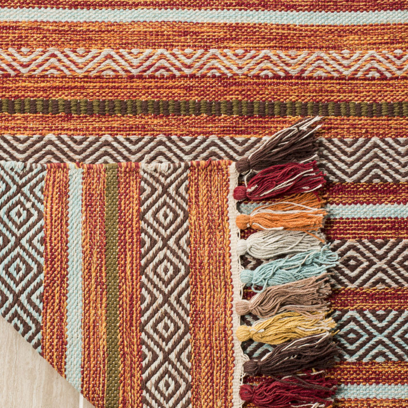 Montauk Hand Woven Cotton Striped Rug, Square 6'