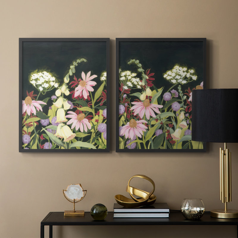 Impression encadrée Moonlit Wildflowers I-Premium - prête à être accrochée - aucun clou requis - aucun clou requis