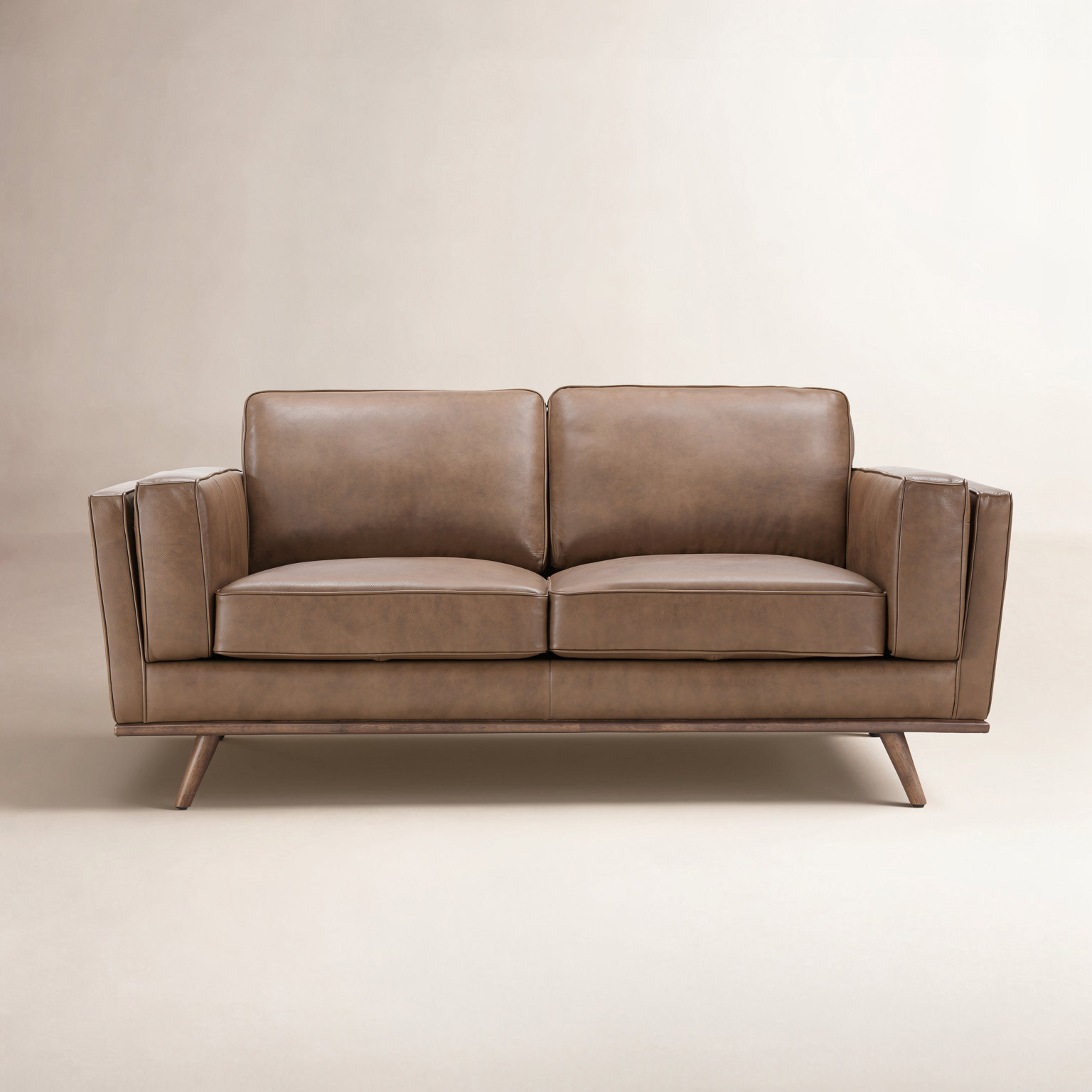 Barberena 67'' Upholstered Loveseat, Camel Genuine Leather