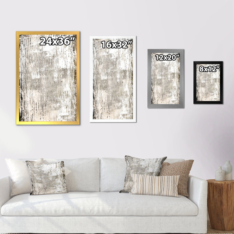 Art moderne gris et bleu II 2FDP47773, Encadrement argenté, H 12 po x l 8 po x P 1 po