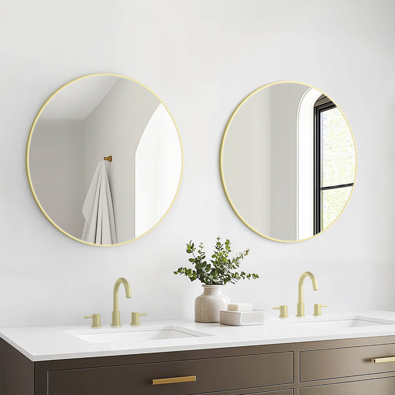 Miroir mural incassable Premium Premium, 32 po x 32 po, Or brossé