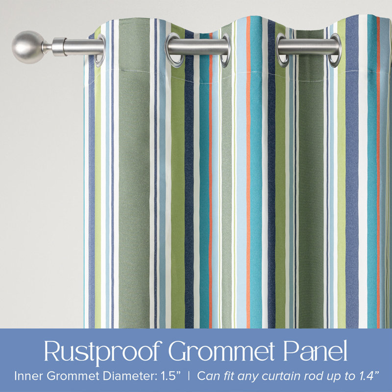 Outdoor Stripe Privacy Protected Grommet Panel, Green, 52" W x 108" L