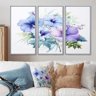 «Mauve et bleu», impression d'art aquarelle d'hibiscus