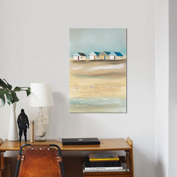 « beach cabanes iv », impression sur toile, H 12 po x l 8 po x P 0,75 po, Toile tendue, Pas de tapis