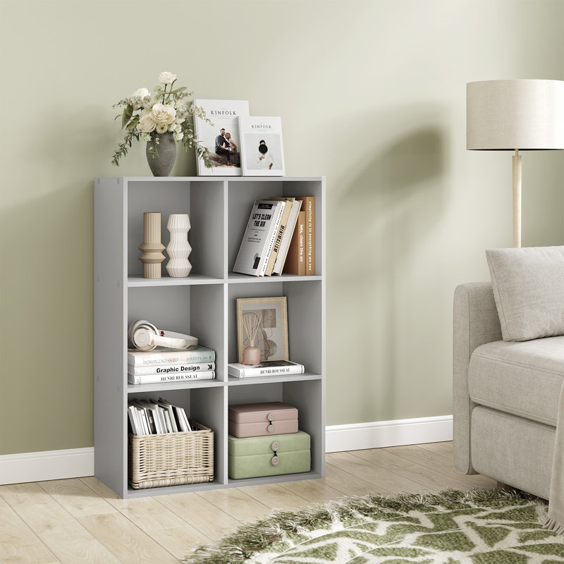 Cube Bookcase, (3 Shelves) 89cm H  x 59.5cm W  x 29cm D, Grey