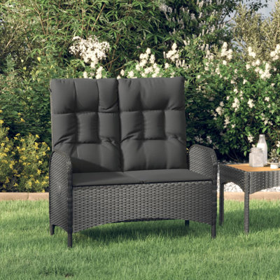 Gercho vidaXL Reclining Patio Bench with Cushions 42.1" Poly Rattan by Red Barrel Studio