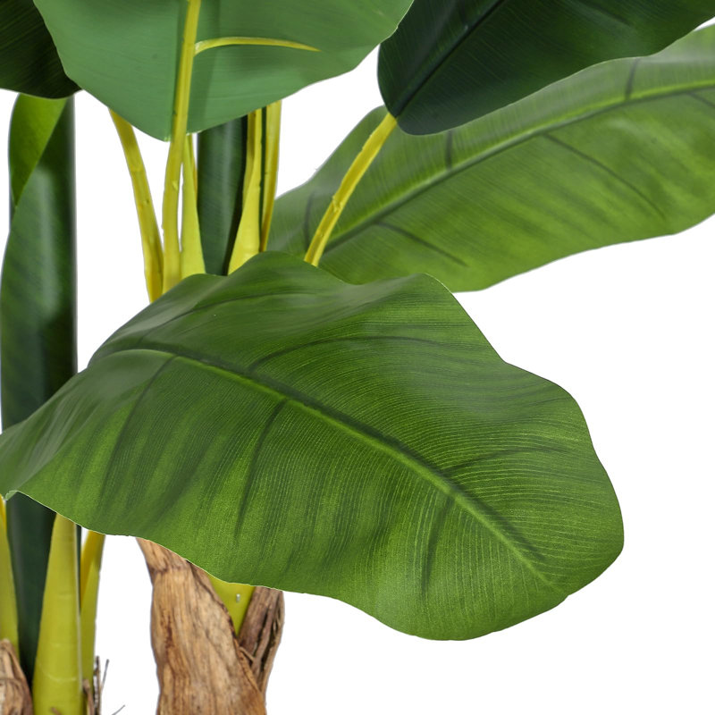 Artificial Banana Tree, Faux Banana Tree With Grey Planter, 84" H x 7.08" W x 7.08" D