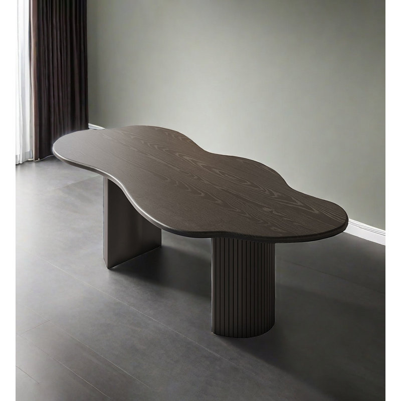 Cloud-Shaped Modern Minimalist Solid Wood Dining Table, 29.53”H x 62.99”L x 31.5”W.