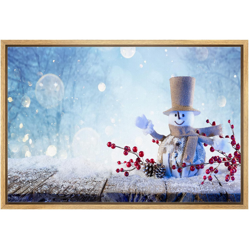 Célébration de Noël, impression, H 16 po x l 24 po, Cadre naturel flottant
