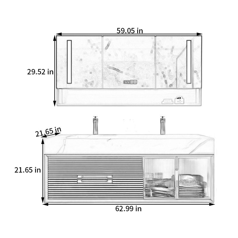 Simple modern smart bathroom cabinet, 62.99"