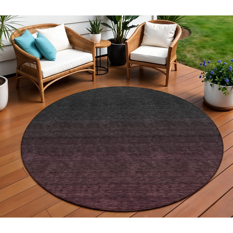 Tapis d'intérieur rond lavable abstrait 8 pi Merlot and Charcoal