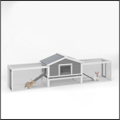 2-Story Large Wooden Rabbit Hutch Pet House With Ramps, Lockable Doors, Run Area And Asphalt Roof For Outdoor Use,Easy To Assemble And Durable With C