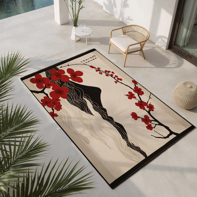 Tapis intérieur et extérieur Azure Bloom, Rectangle 1 pi 6 po x 2 pi 6 po