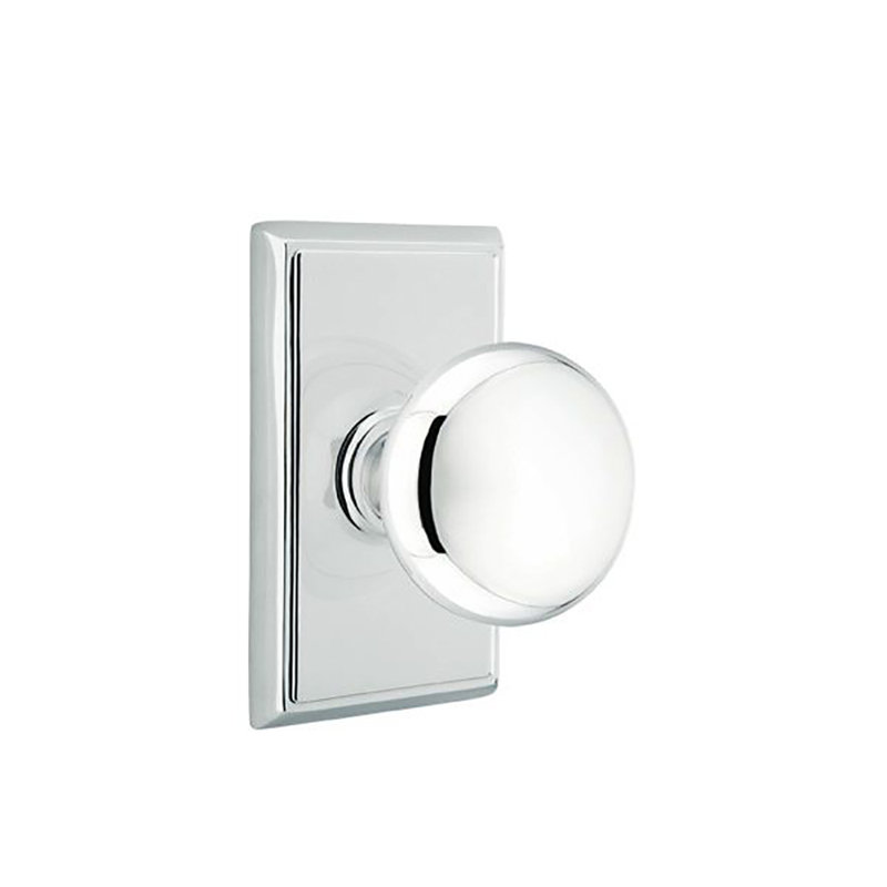 Ensemble de boutons d'intimité Emtek avec rosette rectangulaire et bouton Providence, Chrome poli, 2.375"
